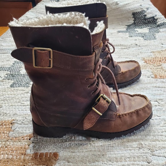 Lauren Ralph Lauren Major Moto Harness Lace Up Boot 7.5 - Picture 6 of 9